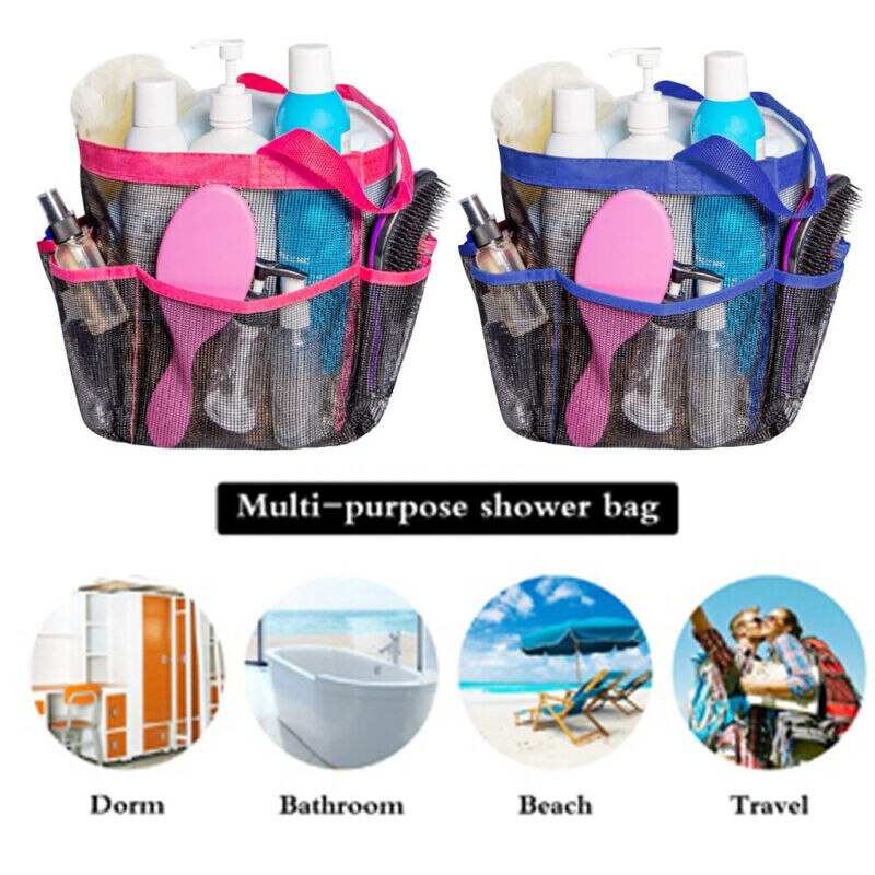 Packable Mesh Douche Bag Caddy Badkamer Carry Tote Toilettas Bad Organizer Bad Opbergmanden