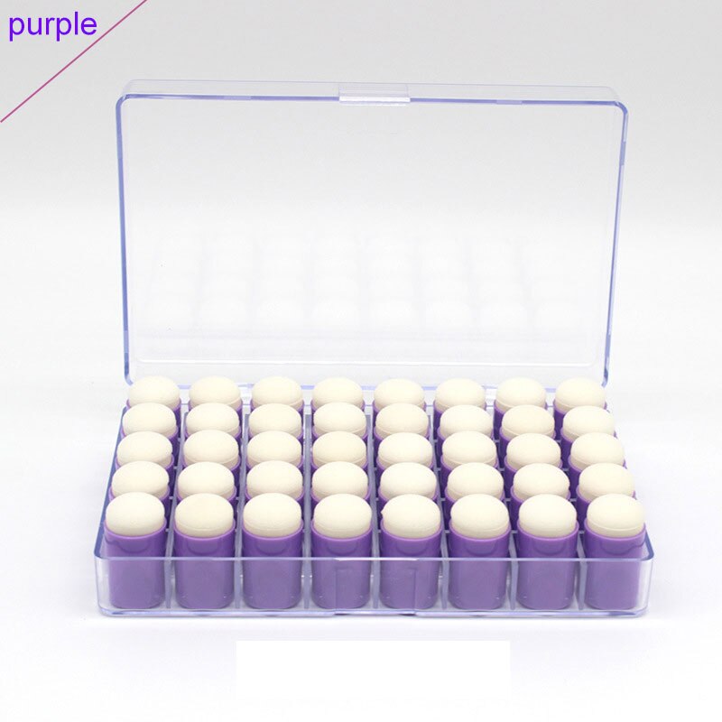 Colorido 40 Uds esponja para dedos Daubers estuche organizador de almacenamiento transparente: purple