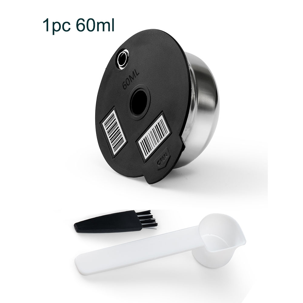 Cápsulas Tassimo reutilizables de acero inoxidable con 4 tapas de silicona negras compatibles con máquina Bosch Tassimo: Caqui oscuro