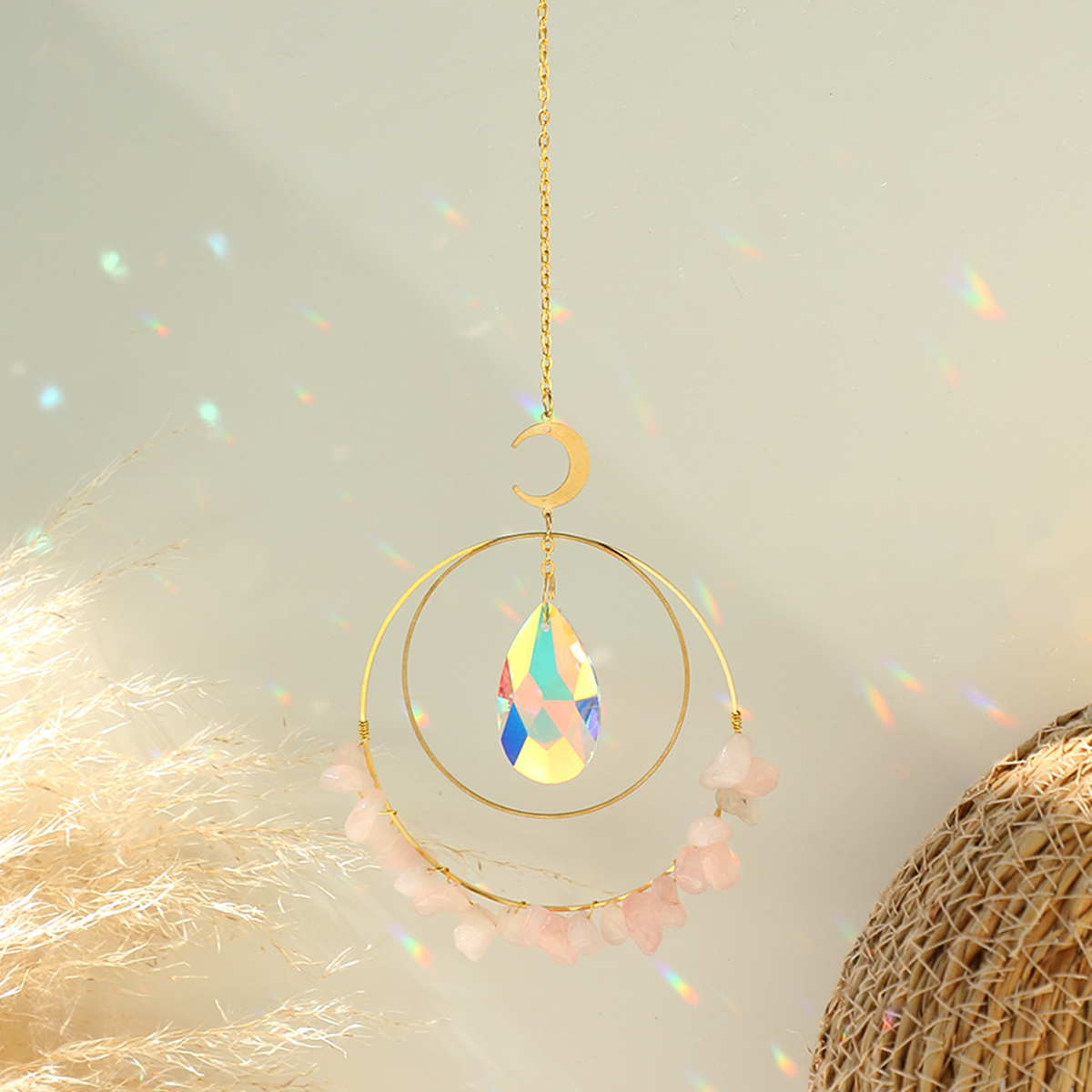 Suncatcher Crystal Rainbow Maker Gold Sun catchers Prisms for Window Garden Decoration Indoor Hanging Crystals Home Decor: army green