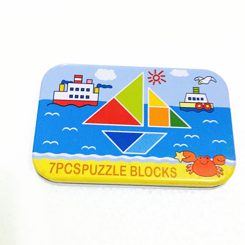 3D Puzzles Pädagogisches Spielzeug Für Kinder Eisen Box Set Fahrzeug/Tier/Obst Puzzles Alphabet Erkenntnis TPuzzle Zählen sticks: 7Pcs  Tangram