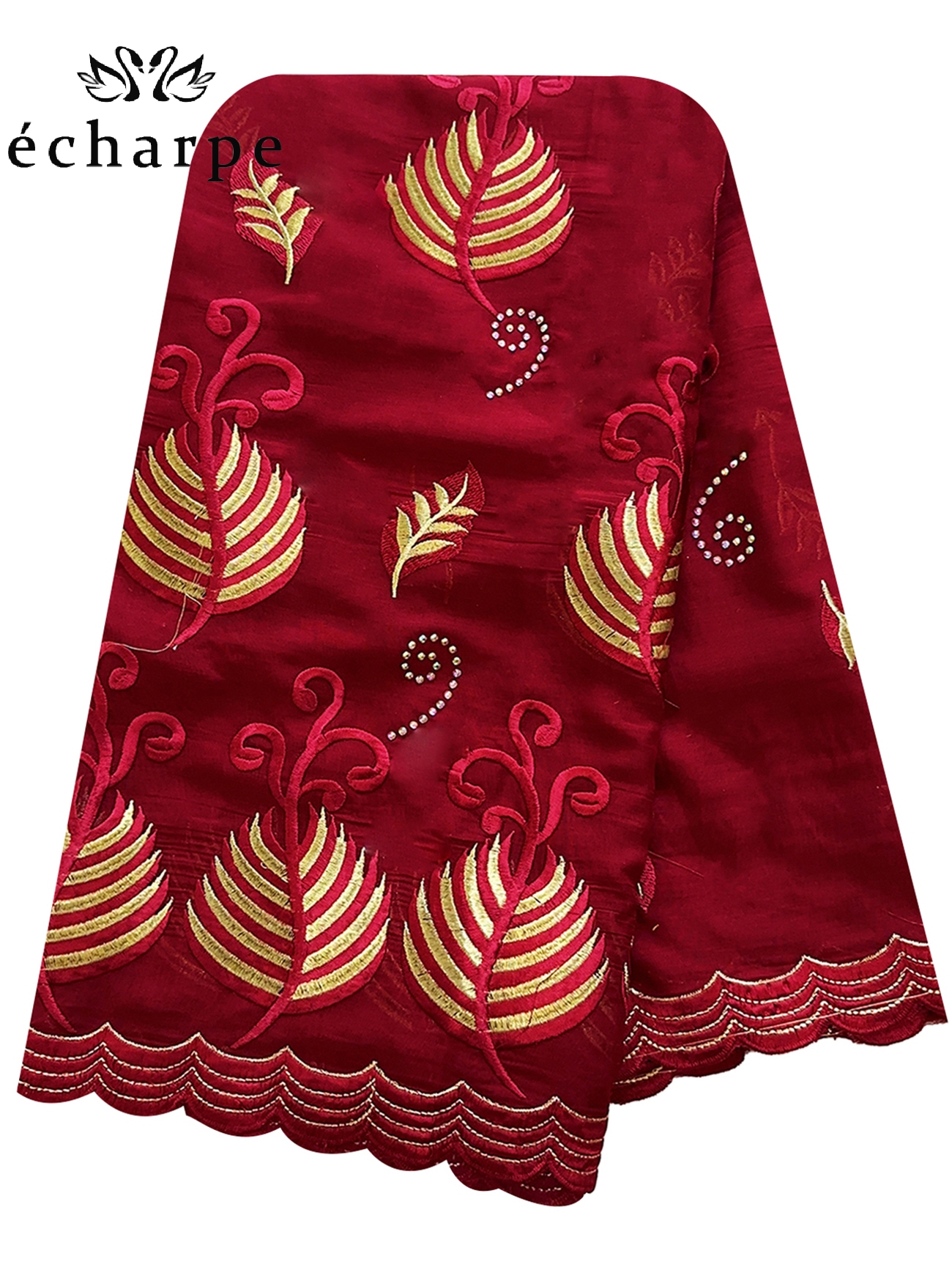 Hoogwaardig Stof Afrikaanse Vrouwen Sjaal Pashmina Tulband Bid 100% Katoen Geborduurde Sjaal Wrap Moslim Feest Hijab Voor Dame: Red brown