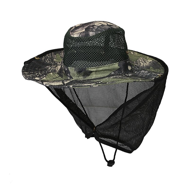 Vissen Cap Met Kin String Oor Nek Flap Cover Afneembare Sneldrogende Ademend Mesh Sport Hoed Outdoor Sportkleding Meubi: UI0237QLSMC