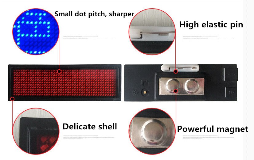 LED Work card Breastplate Job number electronic display LED badge business card Ping scroll advertising screen LED Trademark