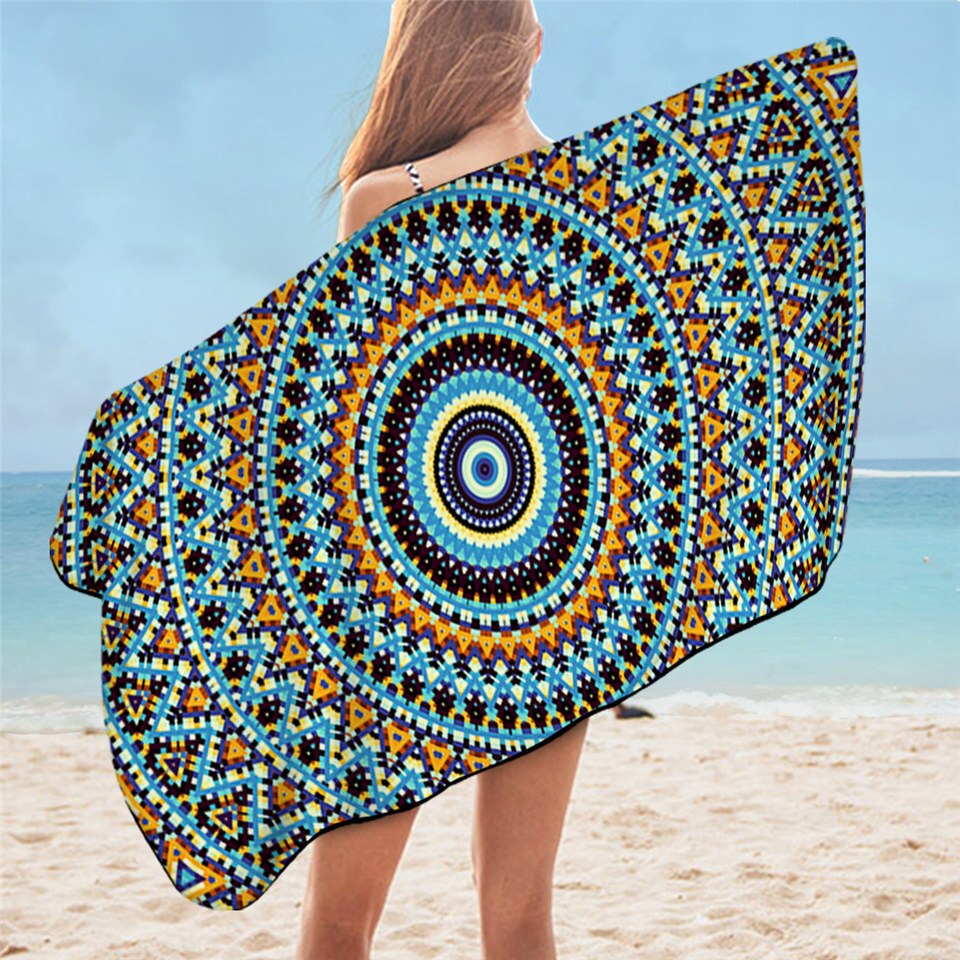 BeddingOutlet-Toalla de baño con Mandala para adultos, toalla de playa con flores coloridas, toalla de ducha de microfibra Bohemia para chicas, 75x150cm: 11
