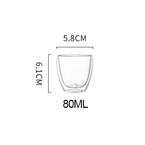 Transparante Glazen Beker Melk Whisky Thee Bier Dubbele Creatieve Hittebestendige Espresso Koffie Beker Cocktail Vodka Wijn Mok Drinkwar: 80mlx1