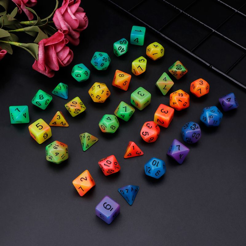 OOTDTY seitige würfel 7 teile/satz Leucht polyedrisch Seitige Würfel D4 D6 D8 D10 D12 D20 einstellen Für Kerker & Drachen D & D RPG Poly Spiel