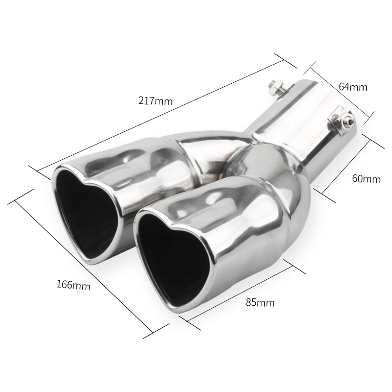 Universal Heart Shape Style Red Pink Exhaust Muffler Tips Stainless Steel Double Out Exhaust Tube Tips Car Accessories: Lavender