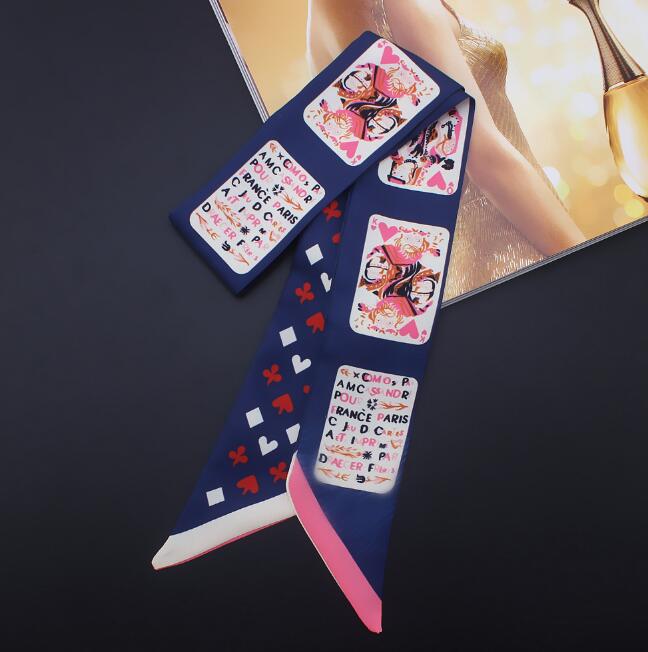 Spillekort udskrive smal tørklæde silke choker dame pandebånd taske hårbånd bånd tørklæder detail: C105-3