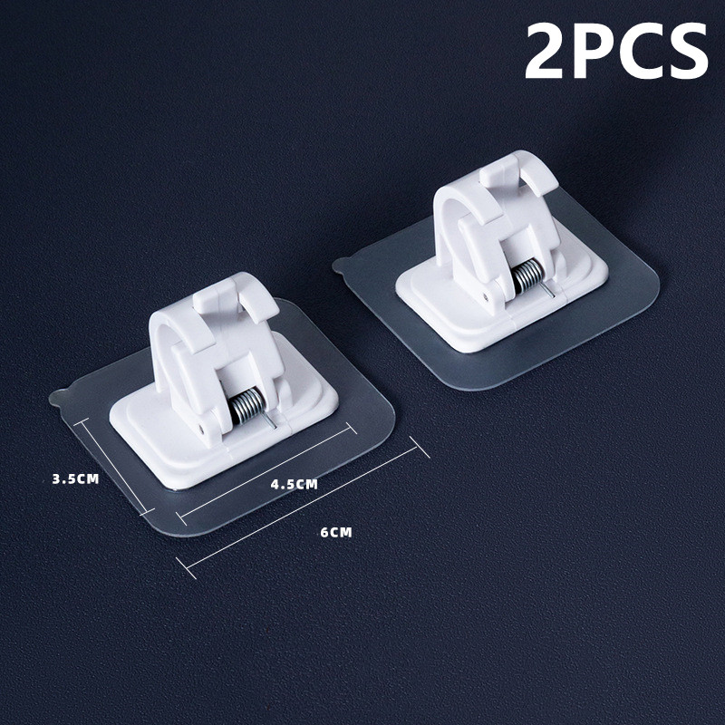 2Pcs Self Adhesive Curtain Hanging Rod Brackets Organized Pole Holders Bathroom Room Towel Bar Hook Support Rail Clamps Fixed: white