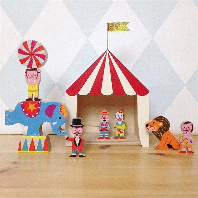 nordisch Kindergarten Holz Zirkus Kabine Haus Regal Ornamente Hängende Lagerung Kasten Kinderzimmer Dekoration Schreibtisch Zauberstab Dekor Gestell
