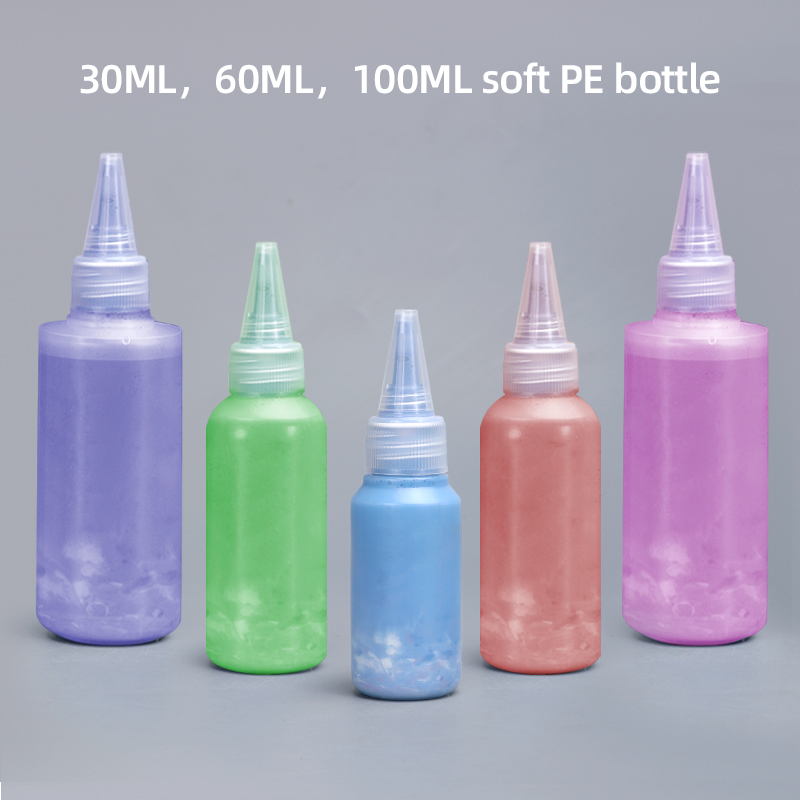 Bottiglia di plastica vuota per applicatore con punta trasparente bottiglia di plastica con tappo a punta per artigianato colla artistica bottiglia riutilizzabile in HDPE