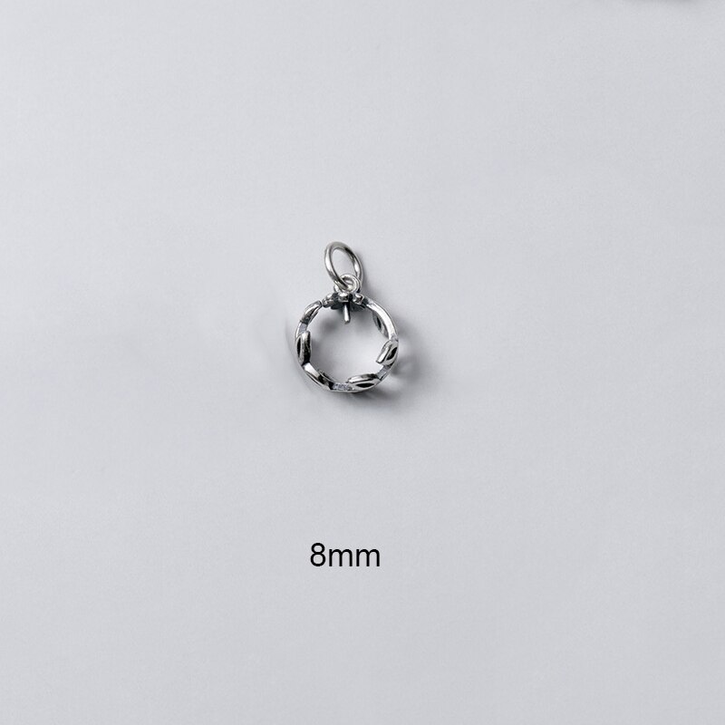 Meetsoft modisch 925 Sterling silber thailändisch blätter hohlanhänger spezial für diy handgefertigte halsketten dekoration schicke accessoires: Schwarz 8mm