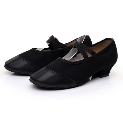 Women&#39;s Red/Black Canvas Dance Shoes Low Heel Dance Practice Shoes Soft And Breathable PU Shoes Head: BLACK / 4.5