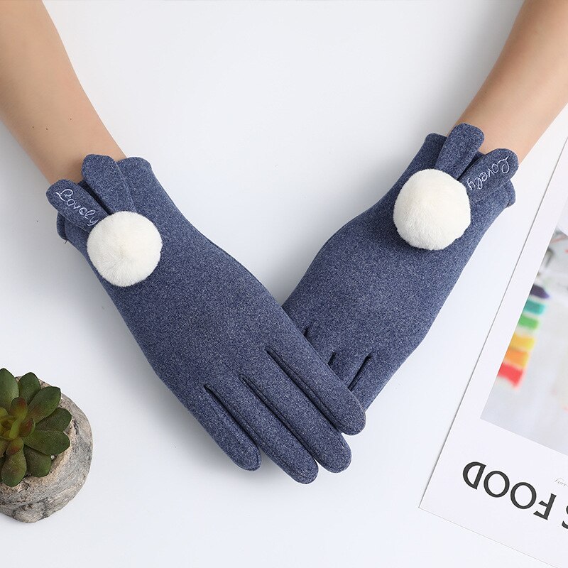 Paire de gants en daim épais pour femme, Double couche, fourrure, , mignon, oreilles de lapin, à la , pour l&#39;extérieur, hiver