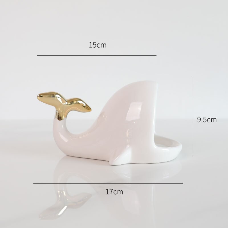 Goud wit keramiek kleine walvis sieraden beugel ring ketting oorbellen opberglade zeepkist lade