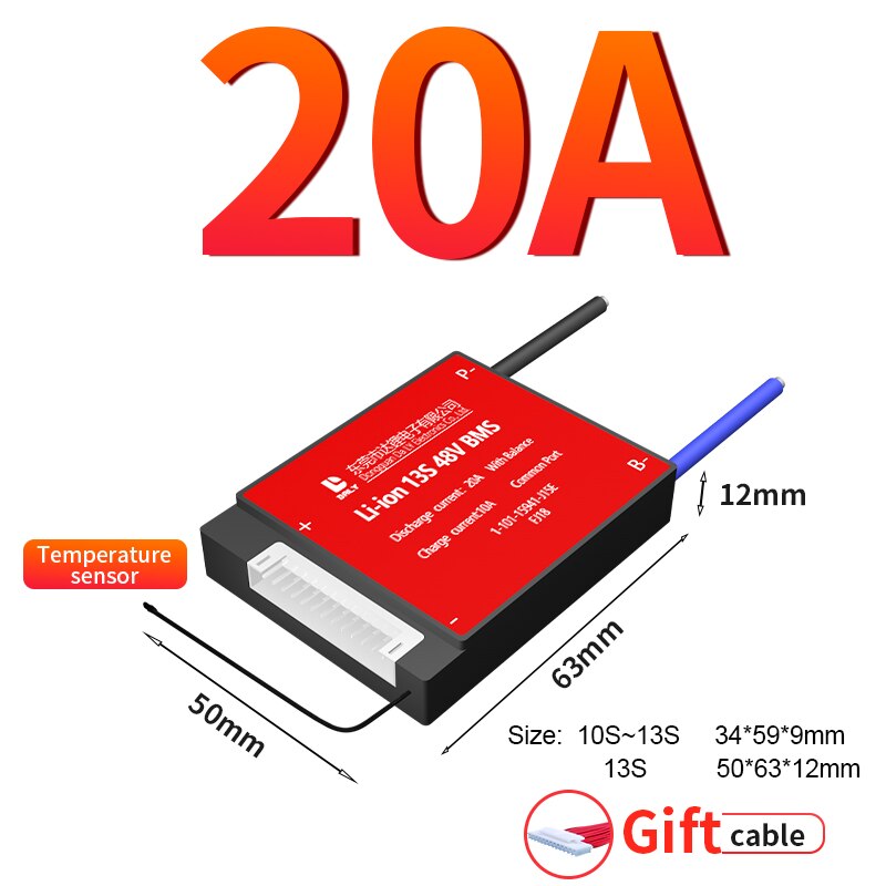 li-ion BMS 10S 36V 13S 48V 15A 20A 30A 40A 50A 60A with Balance Low High Temperature Cut Off Protection Support Ebike Escooter: LI-ion 10S 36V / 20A with NTC