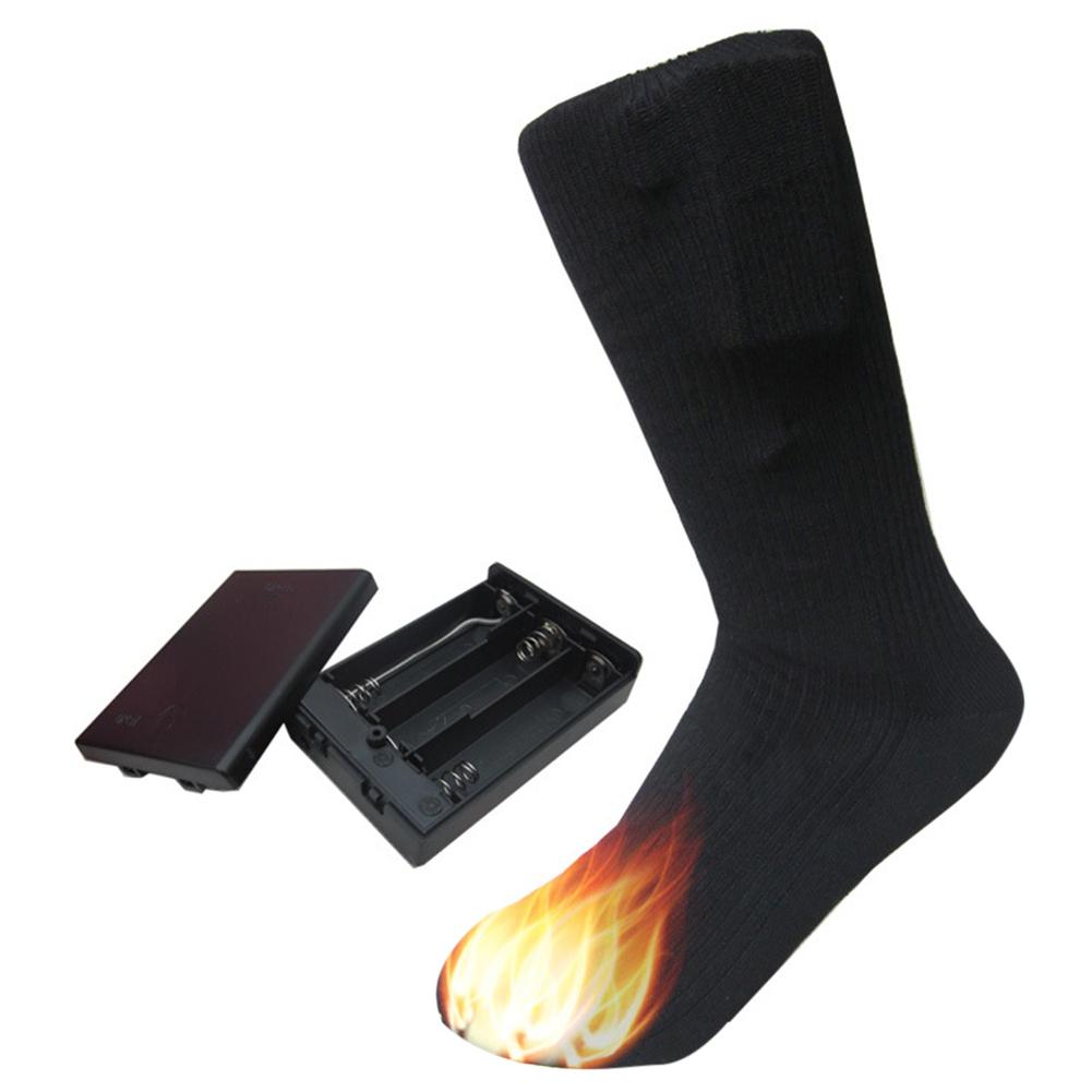 Cotton Heated Sockings Heating Winter Foot Warmers Electric Warm Thermal Black Socks For Outdoor Activities Skiing Hiking: Default Title