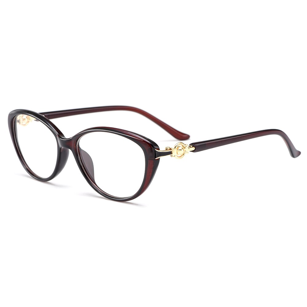 Gmei Optical Ultralight TR90 Cat Eye Women Optical Glasses Frame Eyeglasses Frames For Women Myopia Hyperopia Spectacles M1537: C3 Brown