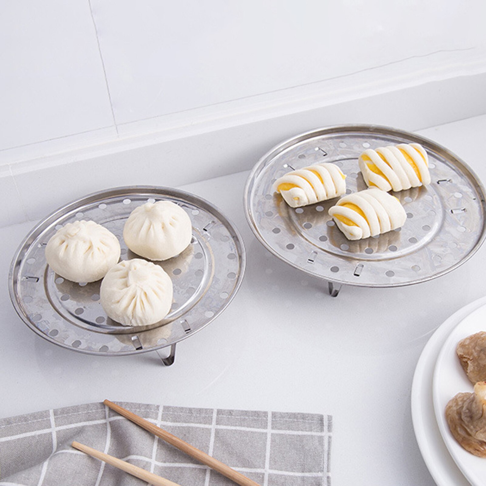 Stainless Steel Tripod Bun Steamer Rack Insert Stock Pot Tray Stand Cooking Tool