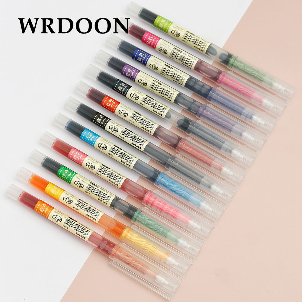 12 pçs multicolorido estudante escola escritório papelaria caneta gel fino grande capacidade de tinta caneta esferográfica reta líquido rollerball caneta