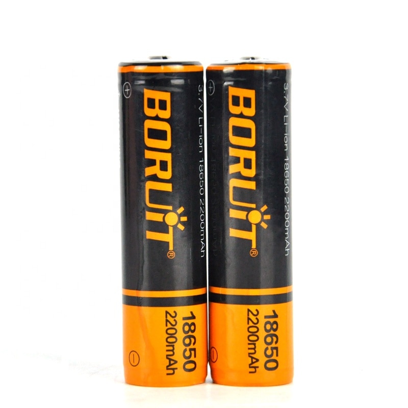 BORUiT Rechargeable 3.7V 18650 2200mAh Li-ion Battery with PCB for Headlamp and Flashlight