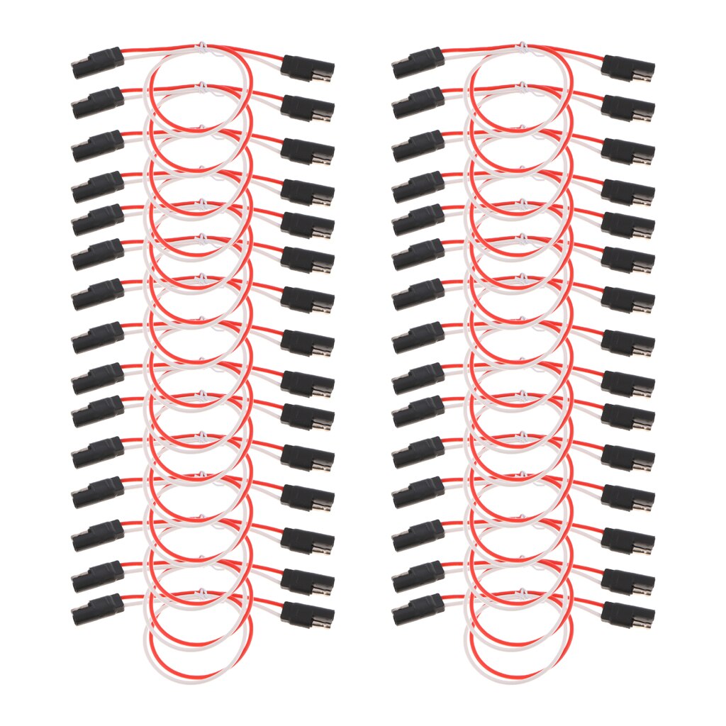 30x Quick Disconnect Polarized 13" 2-Pin SAE Wire Flat Plug 12V