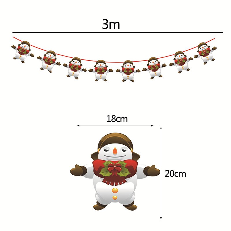 3m Länge Santa Claus Weihnachten Baum Zauberstab Hängen Papier Girlande Weihnachten Baum Dekoration Elch Socken Sterne freundlicher Frohe Weihnachten Banner