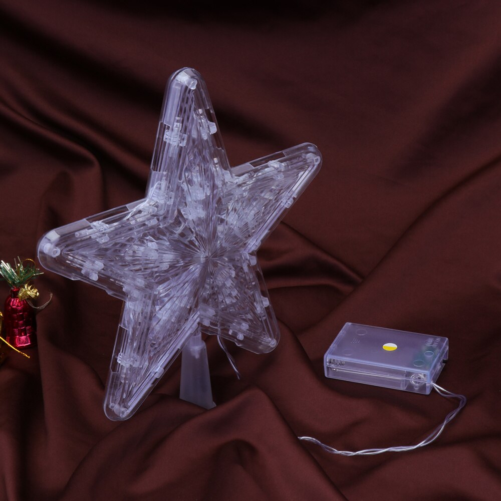 LED Christmas Tree Topper Glowing Treetop Star Lights Home Decor Party Supplies (Warm White 30LEDs)