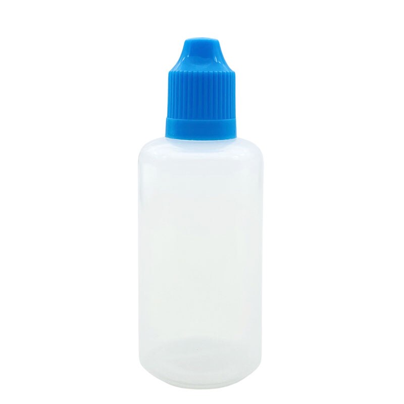 100pcs 10ml PE Plastic Needle Bottle Refillable Empty E Liquid Dropper Bottle With Childproof Cap Squeezable Soft Vial: Blue Cap