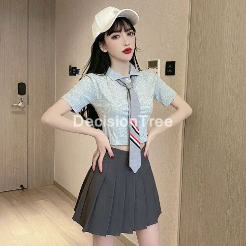 2022 jk uniform short sleeve japanese school uniforms for girls sailor pleated skirt jk sets uniform school students clothes: color2 one set / S
