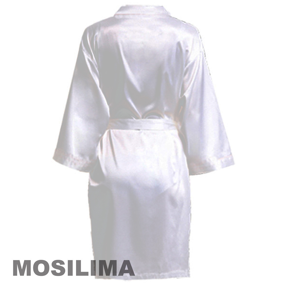 Bata de novia para equipo de de boda, Kimono con letras negras, Pamas de satén, albornoz liso para dama de honor SP2000