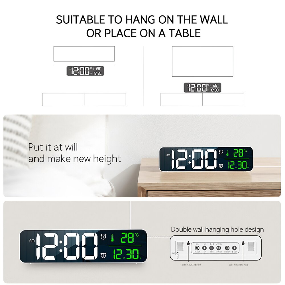 LED Digital Alarm Clocks For Bedrooms Bedside With Snooze Digital Clock For Heavy Sleepers Dual Clock With USB Charger