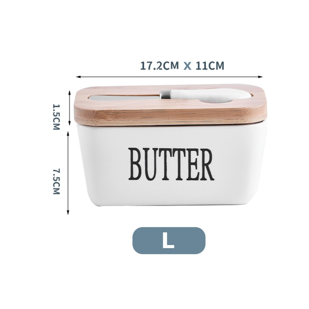 Nordic Butter Sealing Box Ceramic Butter Plate with Wood Lid and Knife Cheese Storage Tray Butter Dish Container Box: Type3 650ml