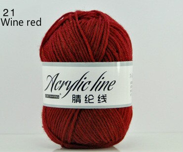 1pc = 50g bløde, miljøvenlige fiberkashmir kamgarn uld til børn farvet dukke akryl sweater smuk babygarn til strik: 21 vinrød