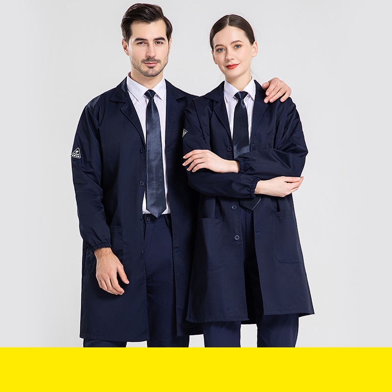 Antistatisk laboratoriekittel blå kvinder mænd laboratorieartikler kvinde mand fødevarefabrik uniformer lange ærmer elektriske kåber arbejderuniformer
