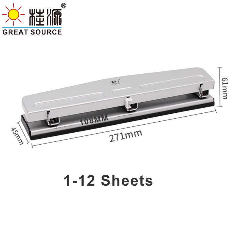 Manuell metallhuller 3 hull 6mm runde dokumentstanser fast avstand 108mm( 3 hull)