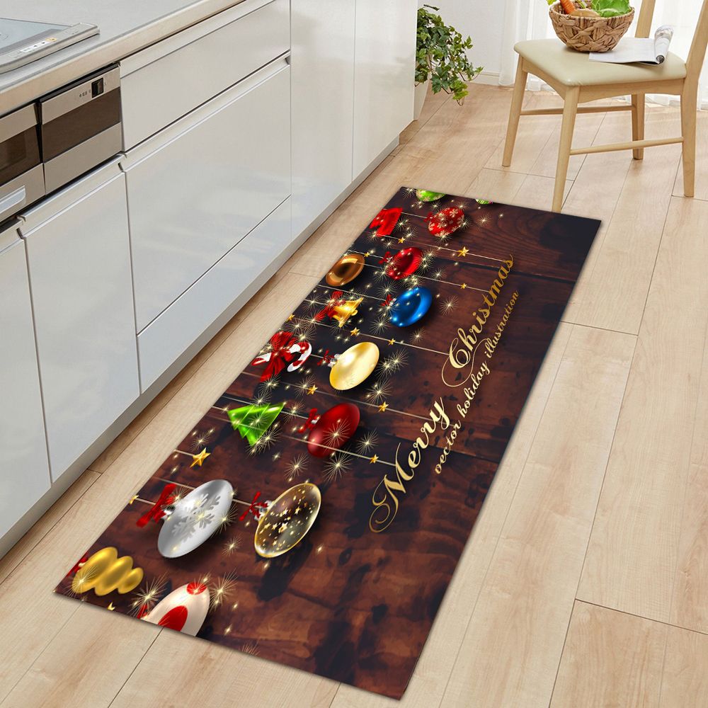Christmas Floor Mat Cute Santa Snowflake Bell Area Rug Washable Non-slip Mat For Bathroom Bedroom Kitchen Rugs 50x80 cm: B