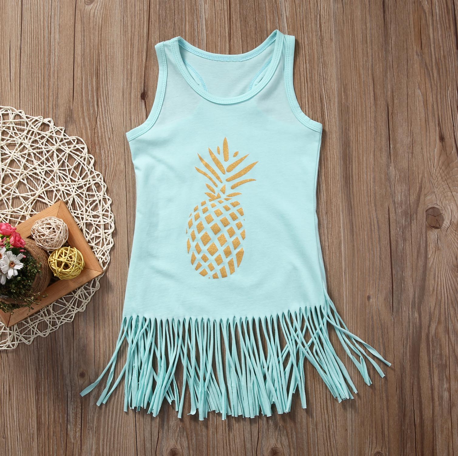 Senza maniche Ananas Stampa Nappa Serbatoi Top Per Le Ragazze