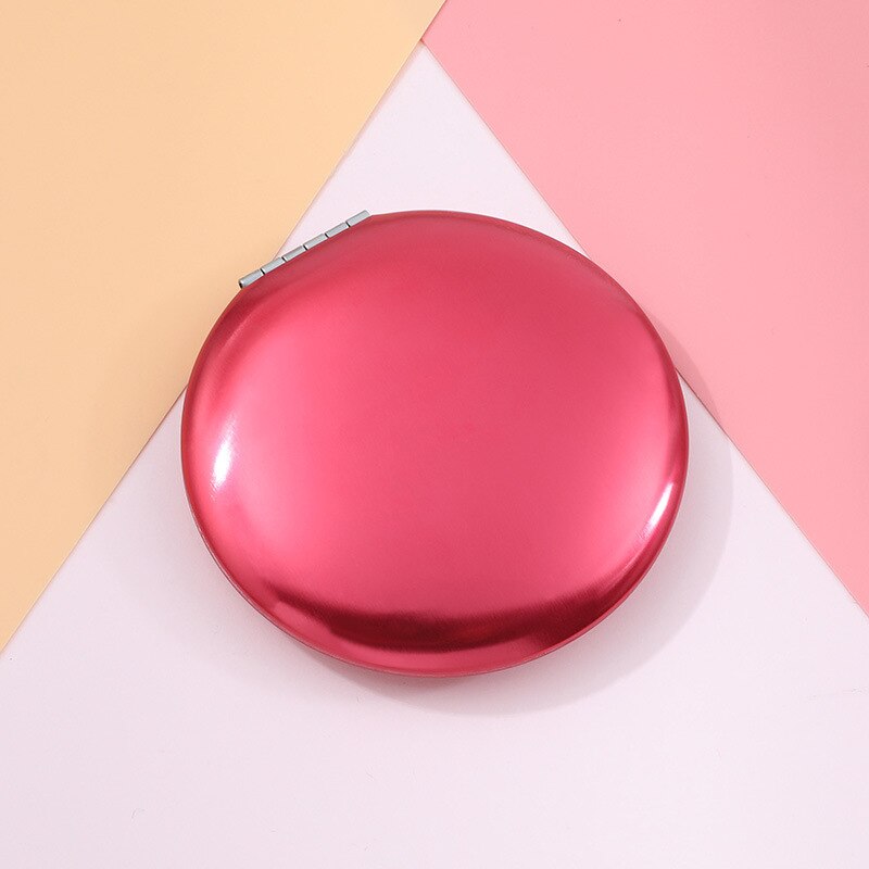 Portable Double-Sided Folding Cosmetic Mirror Female Mini Makeup Mirror Compact Pocket Mirrors: Red