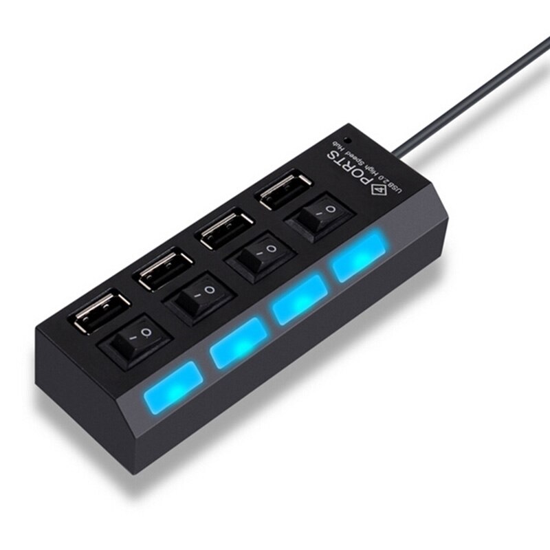 Répartiteur de Hub USB 1.1USB 4 ports 480Mbps avec interrupteur marche/arrêt séparé avec câble USB pour PC/ordinateur portable/appareil photo/souris/disque dur