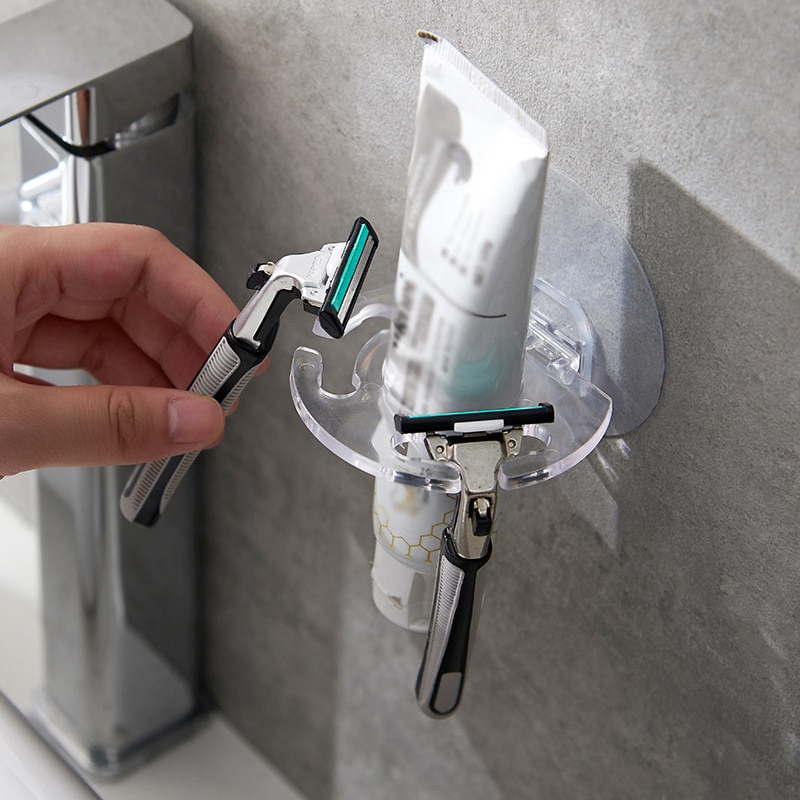 Stærk suge tandbørsteholder tandpasta opbevaringsstativ barbermaskine tandbørste dispenser arrangør badeværelse tilbehør