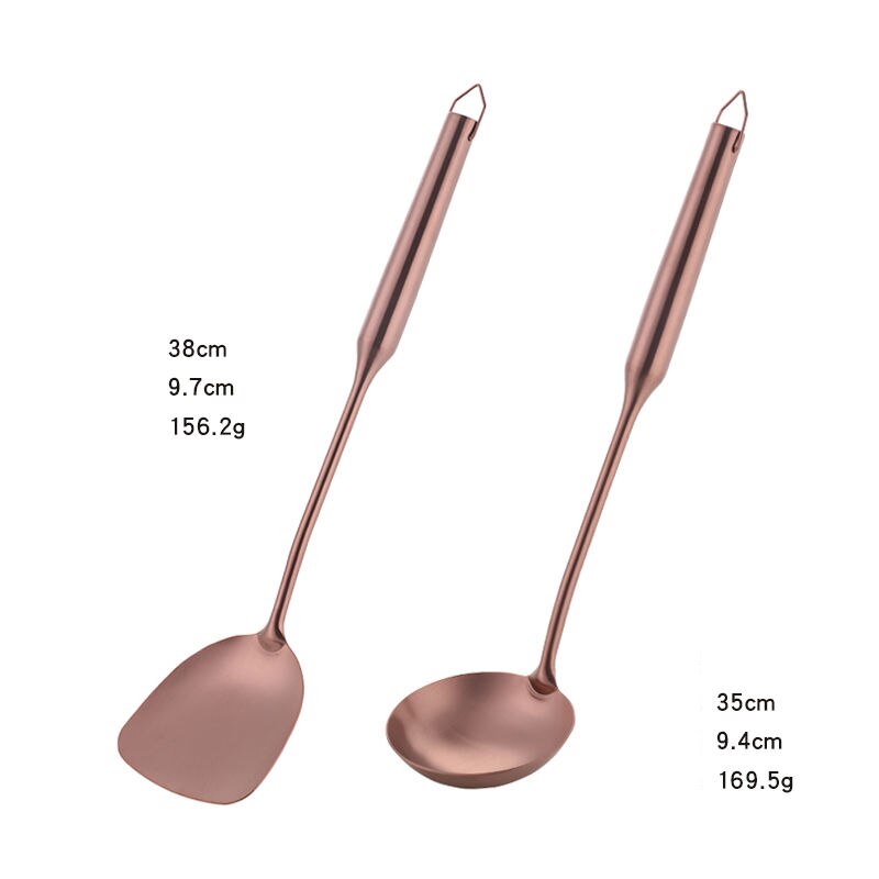 Rose Gold Stainless Steel Spatula Skimmer Ladle Turner Rice Soup Spoon Kitchen Accessories Cooking Tool Serving Utensil Set: K