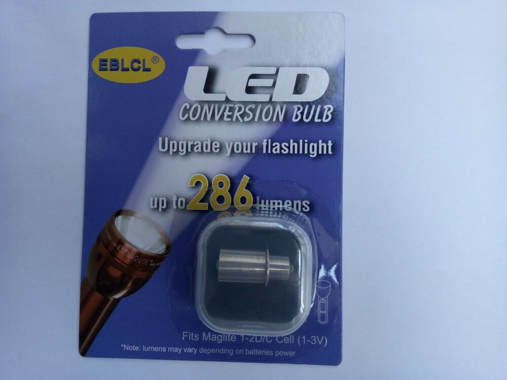 EBLCL CE ROHS FCC Reverse Polarity Protection 286Lumen CREE MagLite LED upgrade bulb Torch flashlight 2D/2C Cell 3Volt