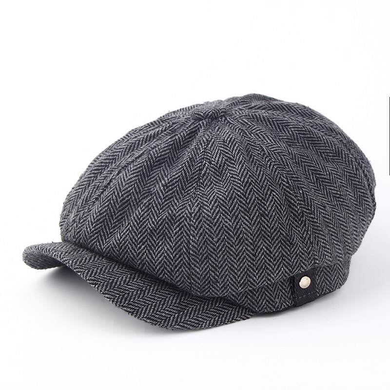 VORON – béret à carreaux pour homme, casquette octogonale décontractée, couleur café, collection automne et hiver