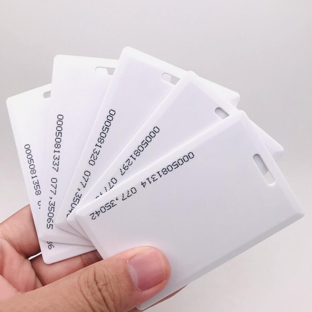 Tarjeta inteligente de acceso RFID, 25 unids/lote, 1,8mm, 125KHz, identificación inductiva, Tarjeta blanca para el sistema de Control de acceso, tiempo y atención aparato