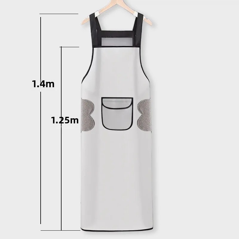 Extra lange, waterdichte oliebestendige schort, unisex, grote maat, keukenschort, restaurantkokschort, afwasschort voor thuisgebruik: Donkergrijs