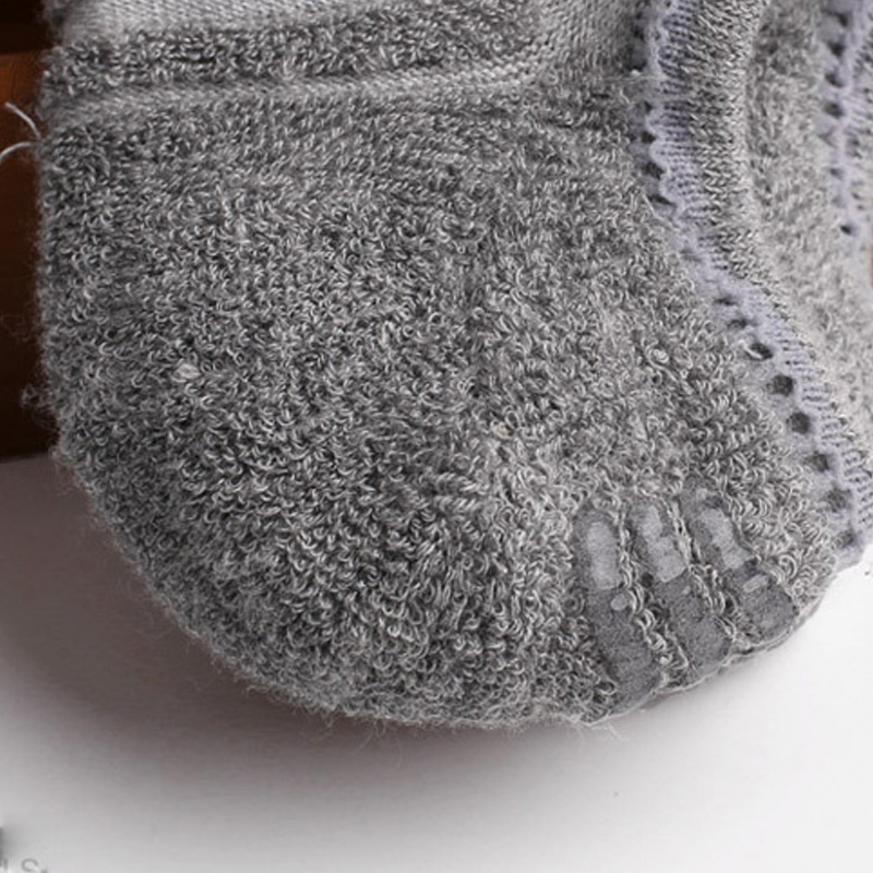 Calcetines de algodón con fondo de toalla para mujer, medias de silicona antideslizantes, invisibles, 5 par/lote, primavera y otoño,