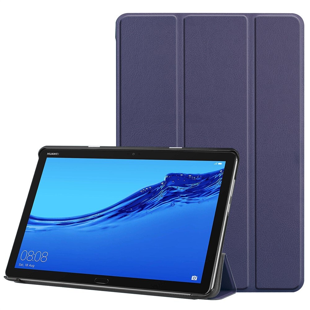 Leather Flip Case for Huawei MediaPad T5 10" - Trifold Stand Cover - Ultra Slim, Waterproof, Shockproof: Dark blue