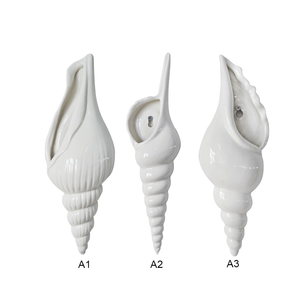 3D Conch Wanddecoratie Vaas Keramische Schelp Schelp Bloem Vaas Muur Opknoping Bloempot Thuis Kamer Achtergrond Muur decor